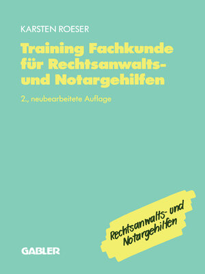 cover image of Training Fachkunde für Rechtsanwalts- und Notargehilfen